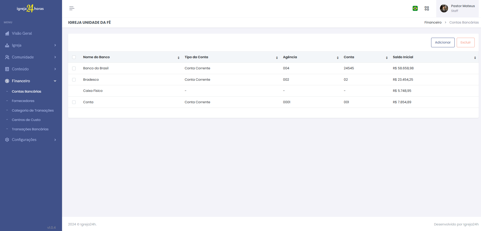 Financeiro Igreja 24h