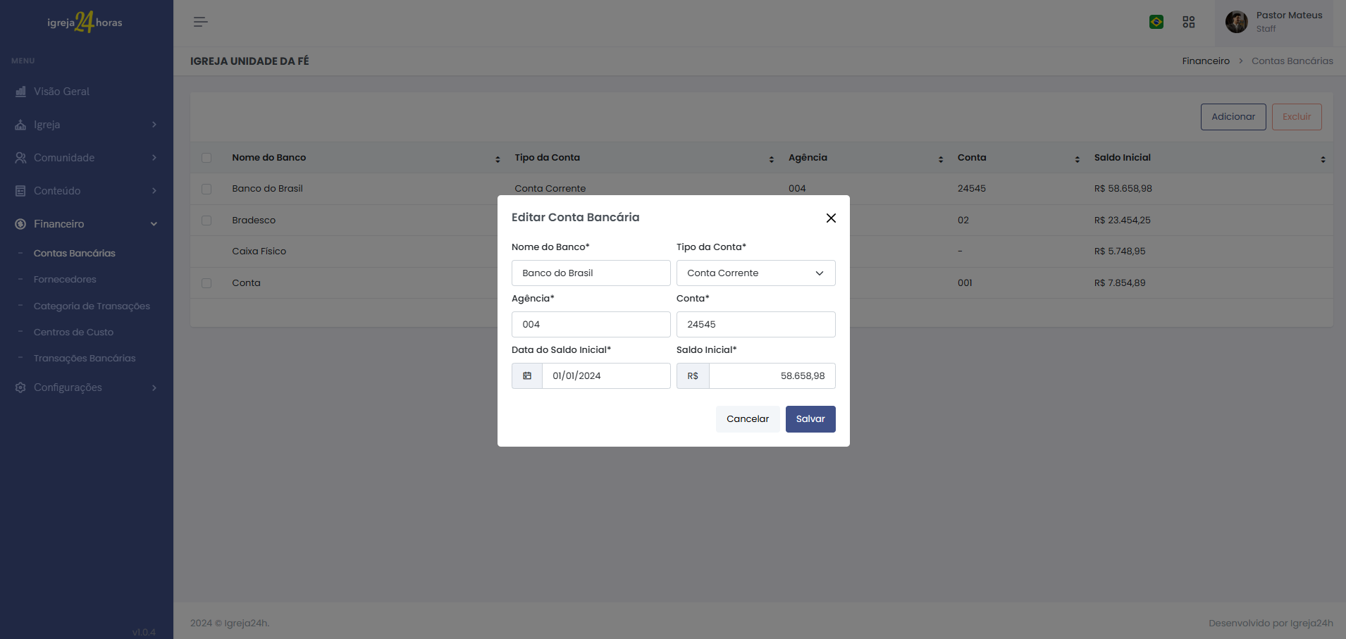 Financeiro Igreja 24h