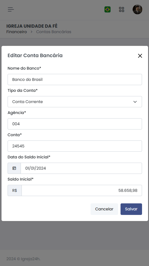 Financeiro Igreja 24h