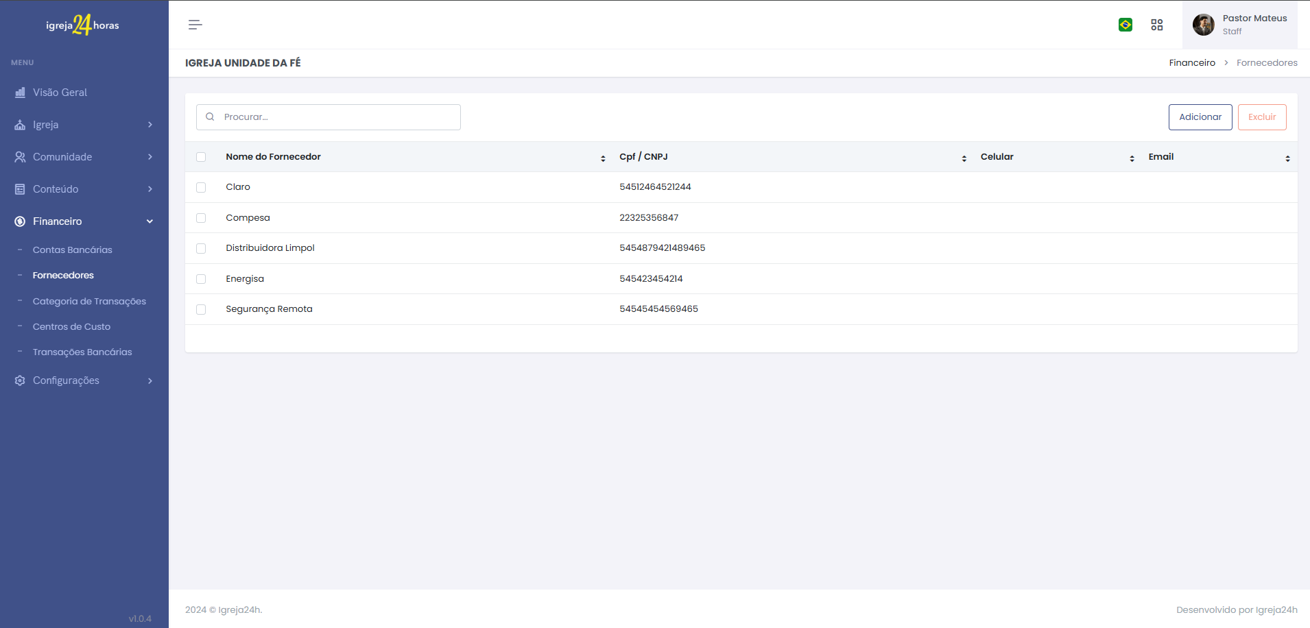 Financeiro Igreja 24h